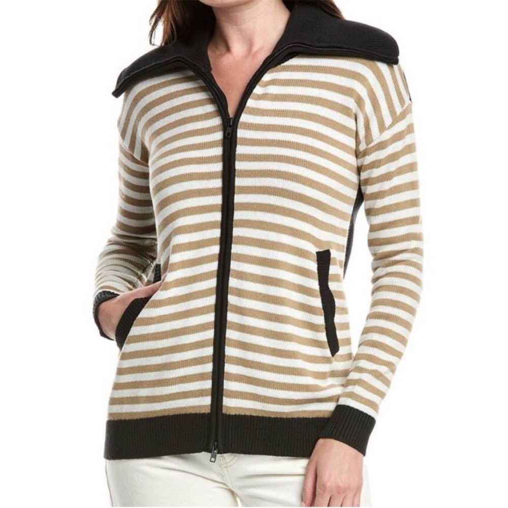 BOGO! NWT Cabi Mascot Cardigan 6448 Classic Stripe Tan Black Small
